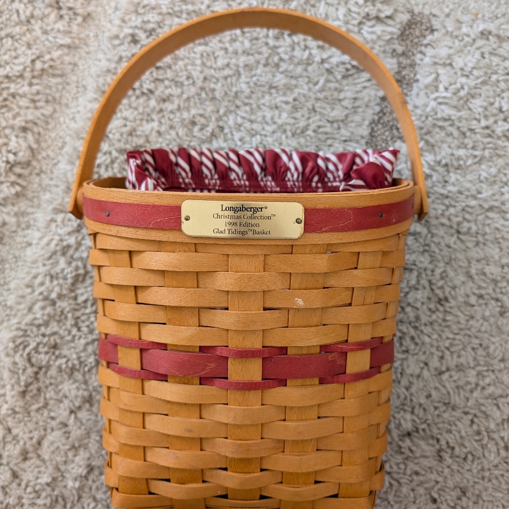 Longaberger 1998 Edition Christmas Collection Glad Tidings Basket + Liner